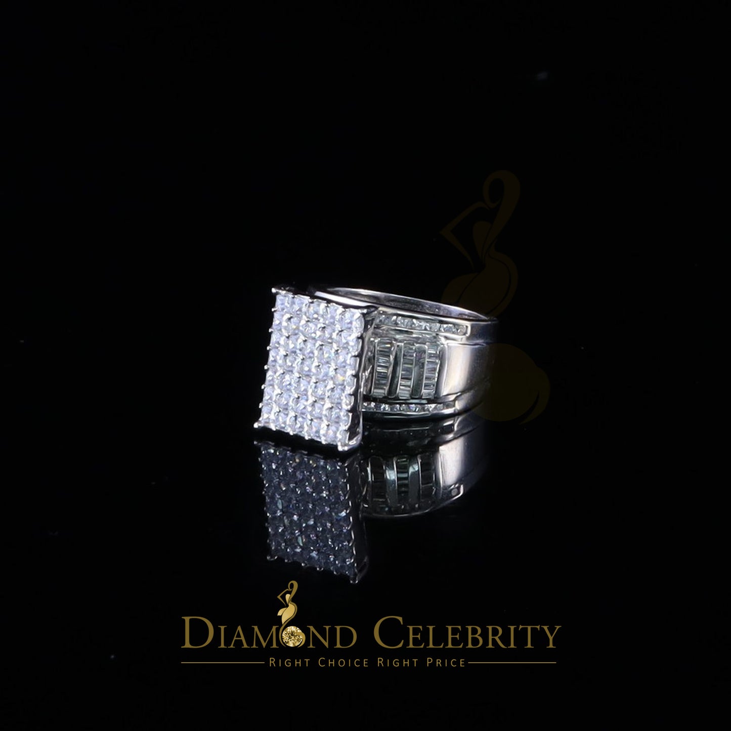 DiamondCelebritees 925 Sterling White Silver Square 4.20ct Cubic Zirconia Womens Ring Size 8
