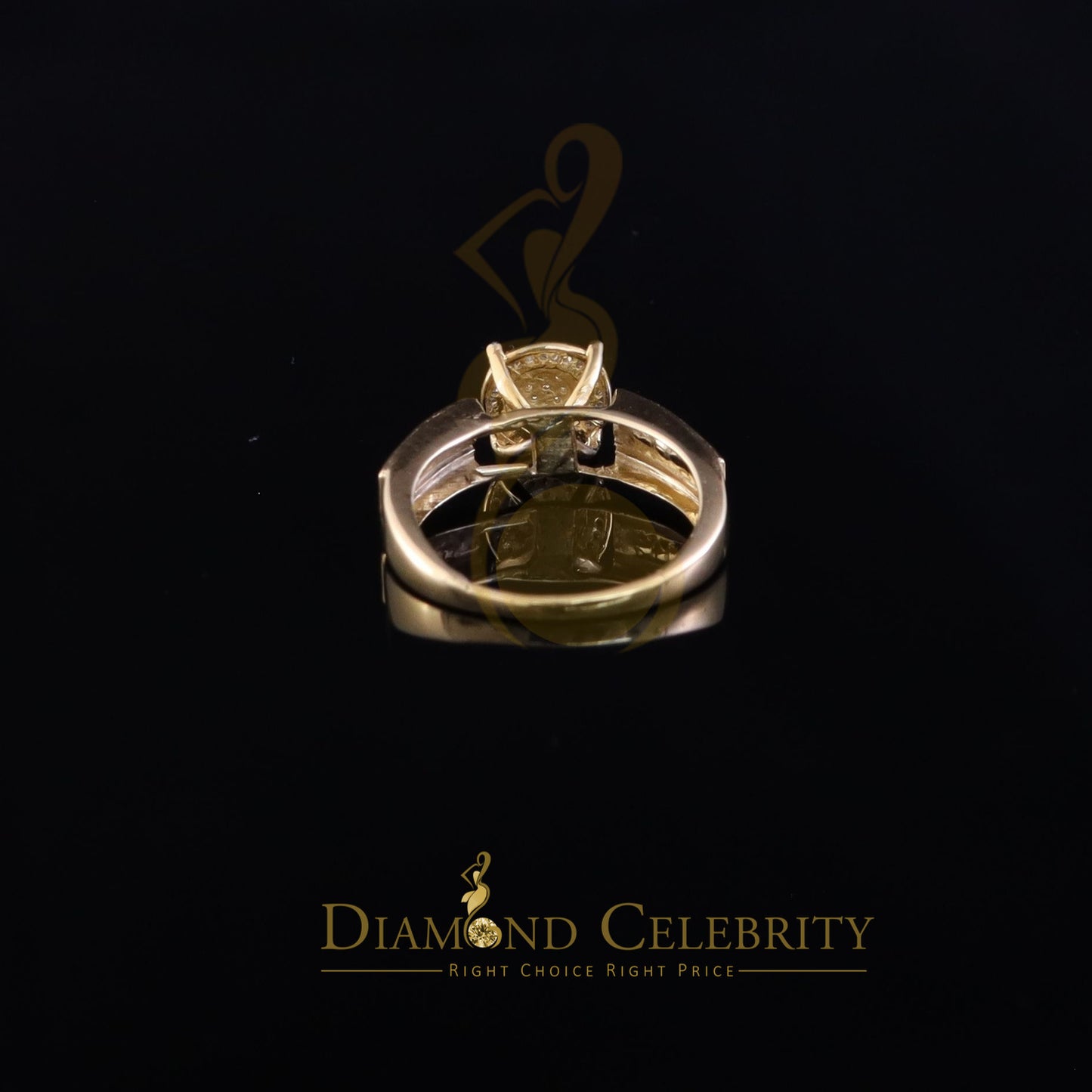 DiamondCelebritees 0.15CT Real Diamond 925 Sterling Yellow Silver Engagement Round Womens Ring SZ 7