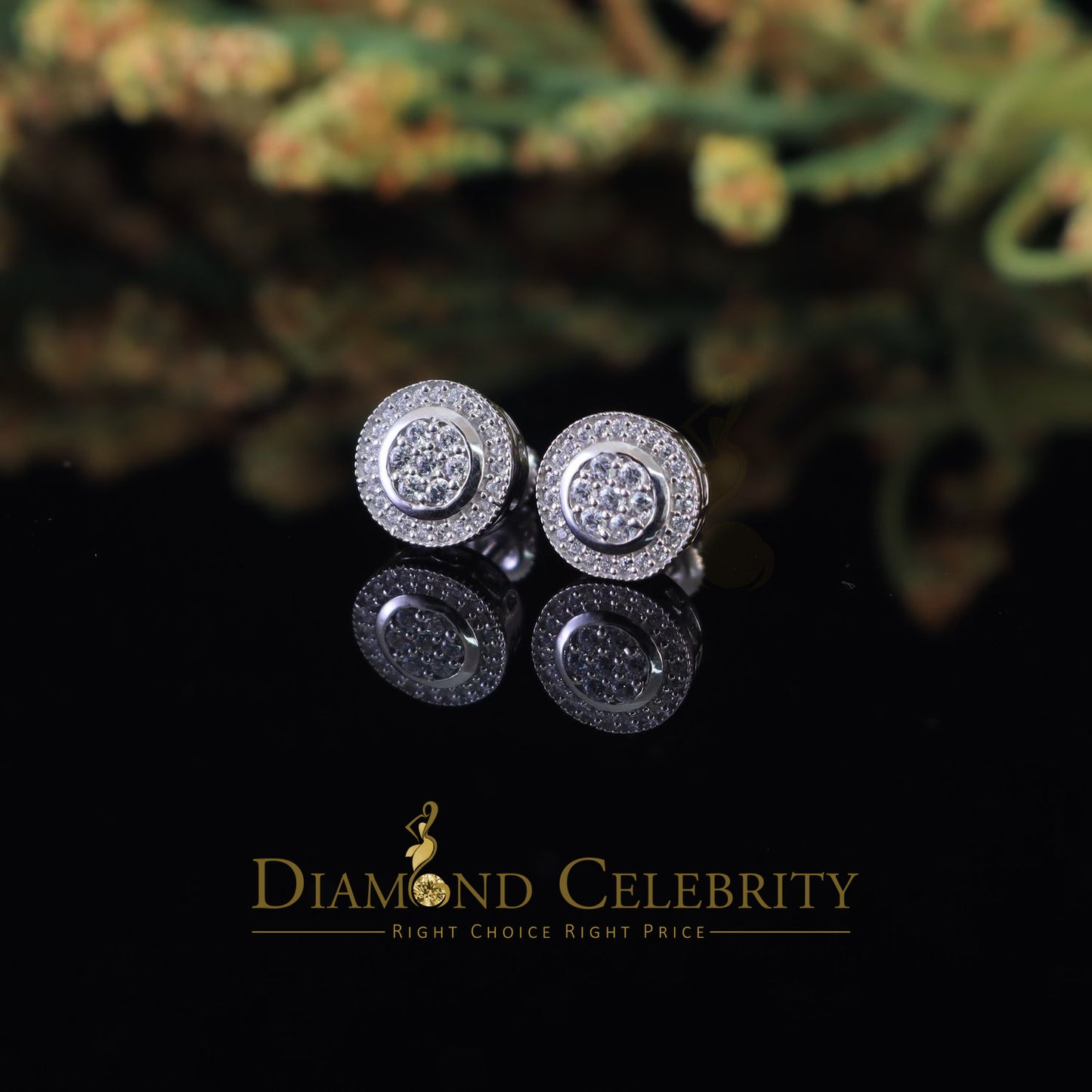 DiamondCelebritees  925 Sterling White Silver 1.59ct Cubic Zirconia Round Women's Stud Earrings