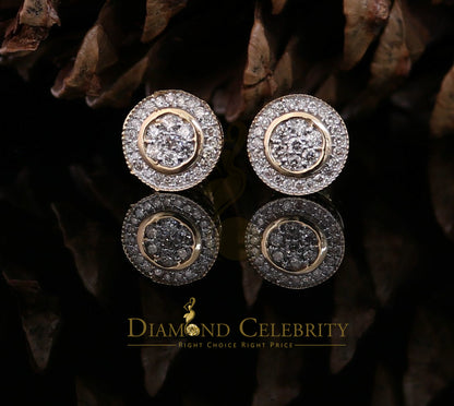 DiamondCelebritees 10K Real Yellow Gold Real Diamond 0.50CT Men's/Women's Stud Round flower Earring