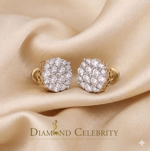 DiamondCelebritees  925 Sterling Yellow Silver 2.0ct Cubic Zirconia Round Women's Stud Earrings