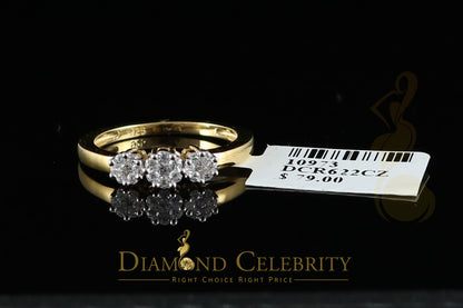 DiamondCelebritees 925 Yellow Silver Cubic Zirconia 1.25 ct Past Present Future Womens Ring Size 6