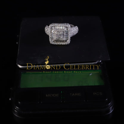 DiamondCelebritees Sterling 925 White Silver 4.50ct VVS D Baguette Moissanite Ring Size 10 Men's