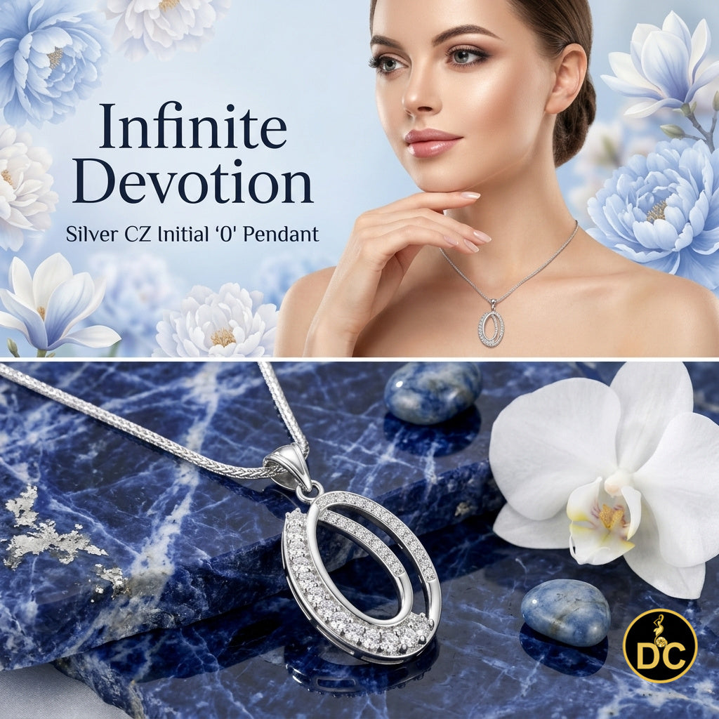 DiamondCelebritees 925 Silver 1.32ct Cubic Zirconia Double Oval Interlocking 1 inch Pendant