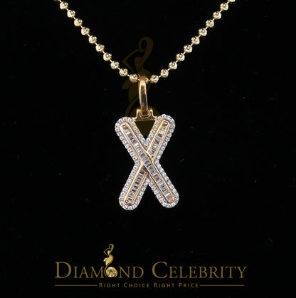 DiamondCelebritees Yellow Bugutte Initial All Alphabet Sterling Silver Pendant with Cubic Zirconia