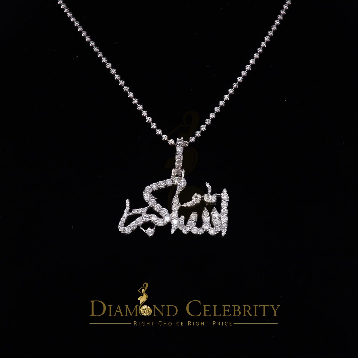 Diamondcelebritees  White 925 Sterling Silver with Allah-hu-Akbar Pendant 5.70ct Moissanite