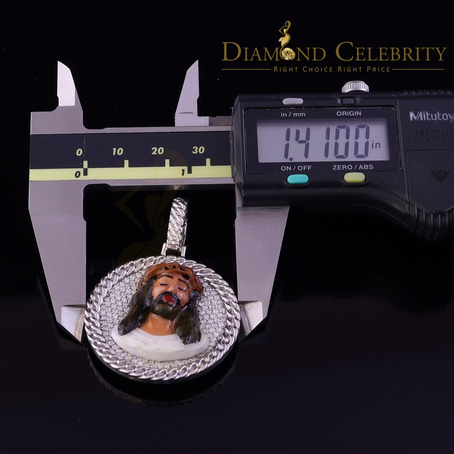 Diamondcelebritees  925 Sterling Silver Beautiful 2.00ct W/Crushed Moissanite White Jesus Pendant