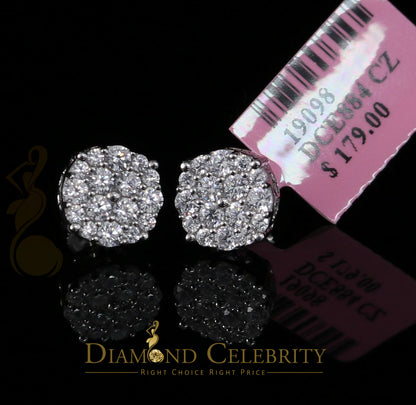 DiamondCelebritees  925 Sterling White Silver 2.0ct Cubic Zirconia Round Women's Stud Earrings