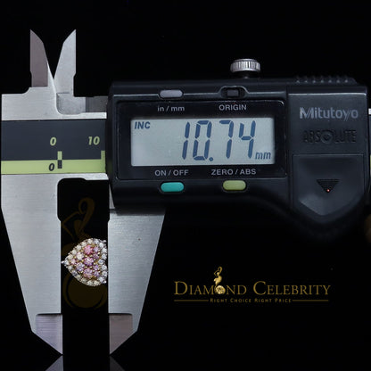 Diamondcelebritees Men's/Women's 925 Silver Yellow 1.00ct VVS 'D' Pink Moissanite 3D Heart Earrings