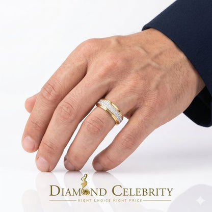 DiamondCelebritees Men's 1.25ct Cubic Zirconia 925 Yellow Sterling Silver Round Ring Size 10.5