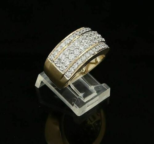 DiamondCelebritees 925 Sterling Yellow Silver 6.00ct Cubic Zirconia Round For Men's Ring Size 8