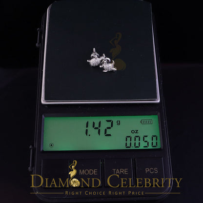 DiamondCelebritees  Women's 0.14ct Cubic Zirconia Turtle Stud Earrings White 925 Sterling Silver