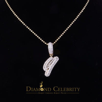 DiamondCelebritees Yellow Cursive 3D Alphabet Shape 925 Sterling Silver Cubic Zirconia Pendant
