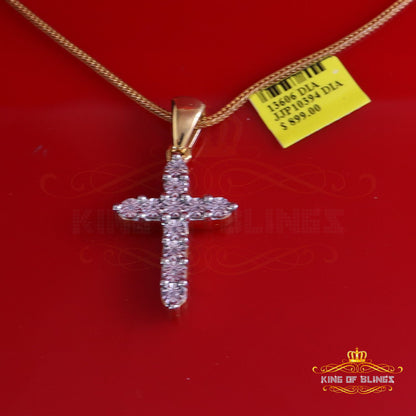 DiamondCelebritees  Real 0.33ct Diamond 925 Sterling Silver CROSS Charm Necklace Yellow Pendant