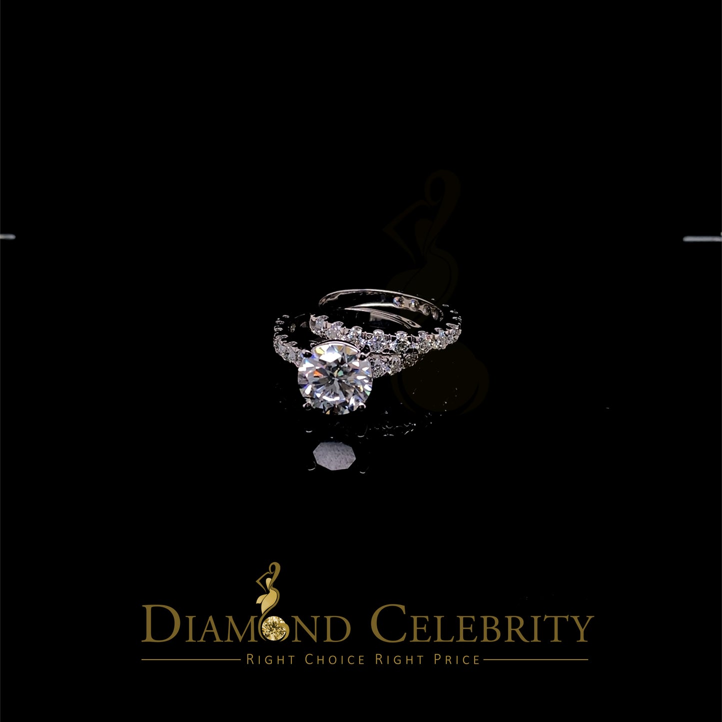 DiamondCelebritees 7.00ct Moissanite White Sterling Silver Men's/ Women Bridal Round Rings Size 8