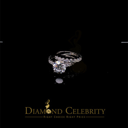 DiamondCelebritees 7.00ct Moissanite White Sterling Silver Men's/ Women Bridal Round Rings Size 8