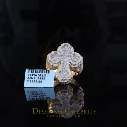 DiamondCelebritees New 925 Sterling Silver 6.00ct VVS D Moissanite Rings Size 10 Yellow Cross Men's