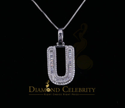 DiamondCelebritees White Bugutte Initial All Alphabet Sterling Silver Pendant with Cubic Zirconia