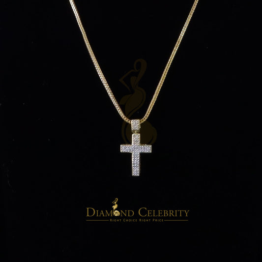 DiamondCelebritees  Real 0.33ct Diamond 925 Yellow Sterling Silver CROSS Charm Necklace Pendant