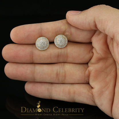 DiamondCelebritees Aretes Para Hombre Square 925 Yellow Silver 0.33ct Diamond Women & Men Earrings