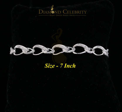 Diamondcelebritees 925 Sterling Silver White 0.20CT Real Diamonds Fancy Style Bracelet Size 7''