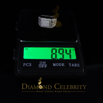 DiamondCelebritees 925 Silver White 1.25ct Cubic Zirconia Wide Square Engagement Men's Ring Size 10