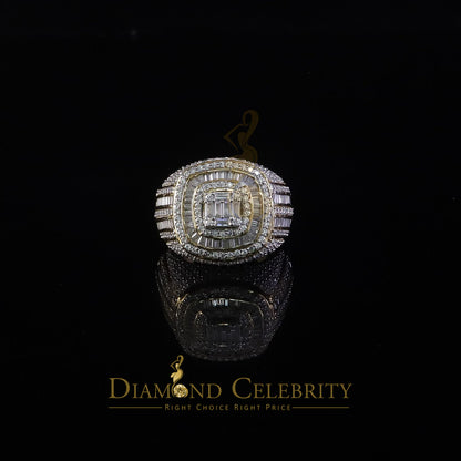 DiamondCelebritees Men's 925 Sterling Silver 5.50ct VVS 'D' Moissanite Yellow Round Rings Size 10