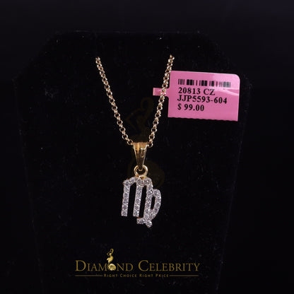 DiamondCelebritees 0.68ct Cubic Zirconia Silver Yellow VIRGO SEPTEMBER Month Pendant Men & Women