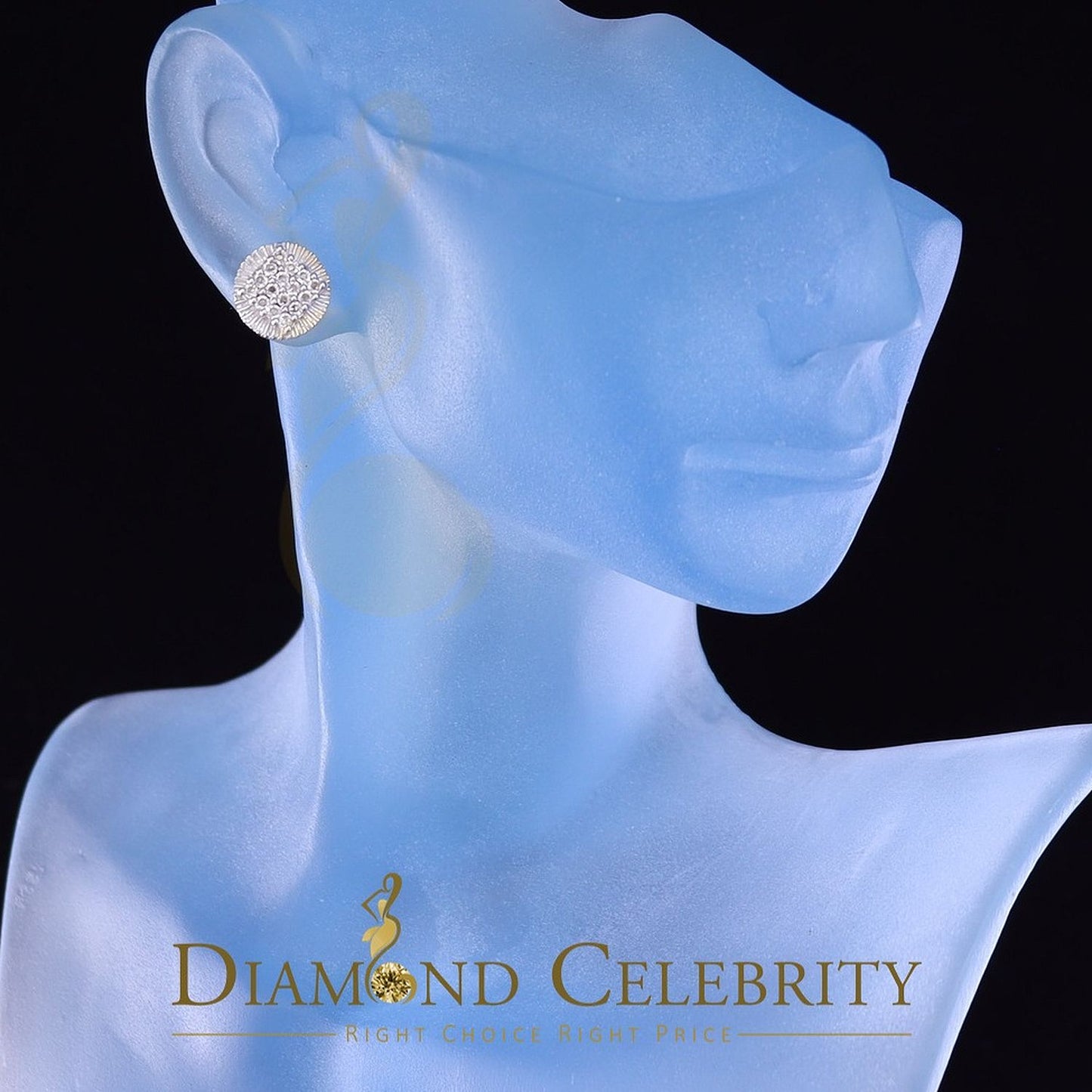 DiamondCelebritees 925 Sterling Silver White Hip Hop 0.15ct Diamond Men's & Women's Round Earrings