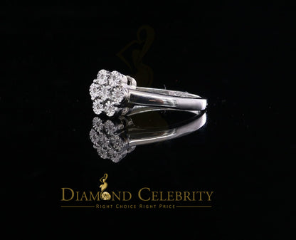 DiamondCelebritees 0.05 CT Real Diamond 925 Sterling Silver White Luxury Womens Floral Ring Size 7