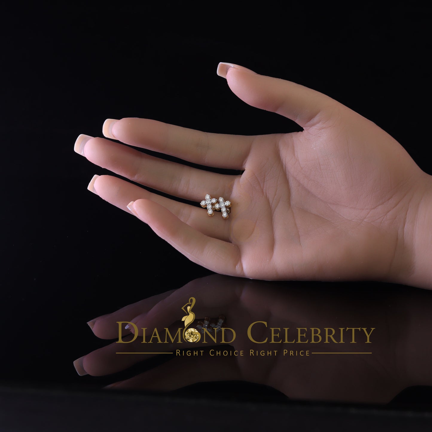 DiamondCelebritees 1.00ct Moissanite Yellow 925 Sterling Silver Women's Cross Earrings