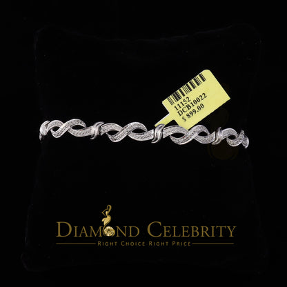 Diamondcelebritees White 0.15CT Real Diamond 925 Sterling Silver Fancy Bracelet-Size 7 Inches