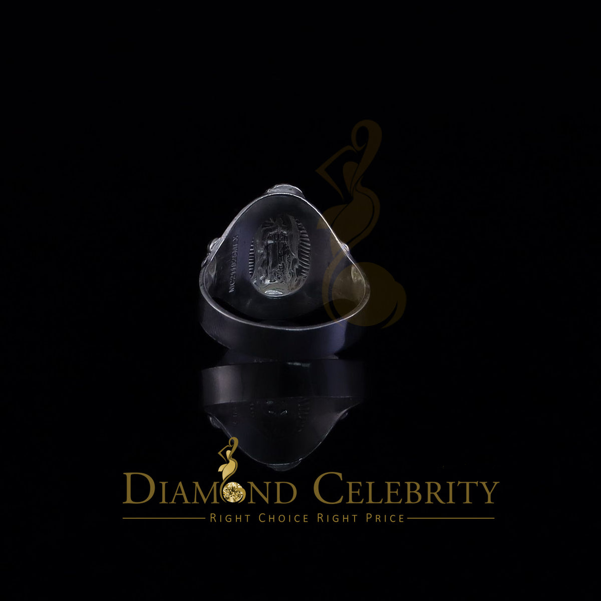 DiamondCelebritees Religious White 925 Silver Virgin Merry Portrait Guadalupe Band Women Ring SZ 8