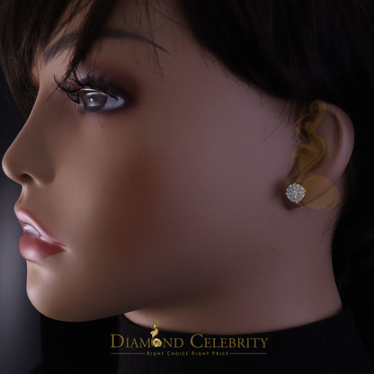 DiamondCelebritees Big Women's/Men's 925 Silver Yellow 0.50ct VVS D Moissanite Round Stud Earrings