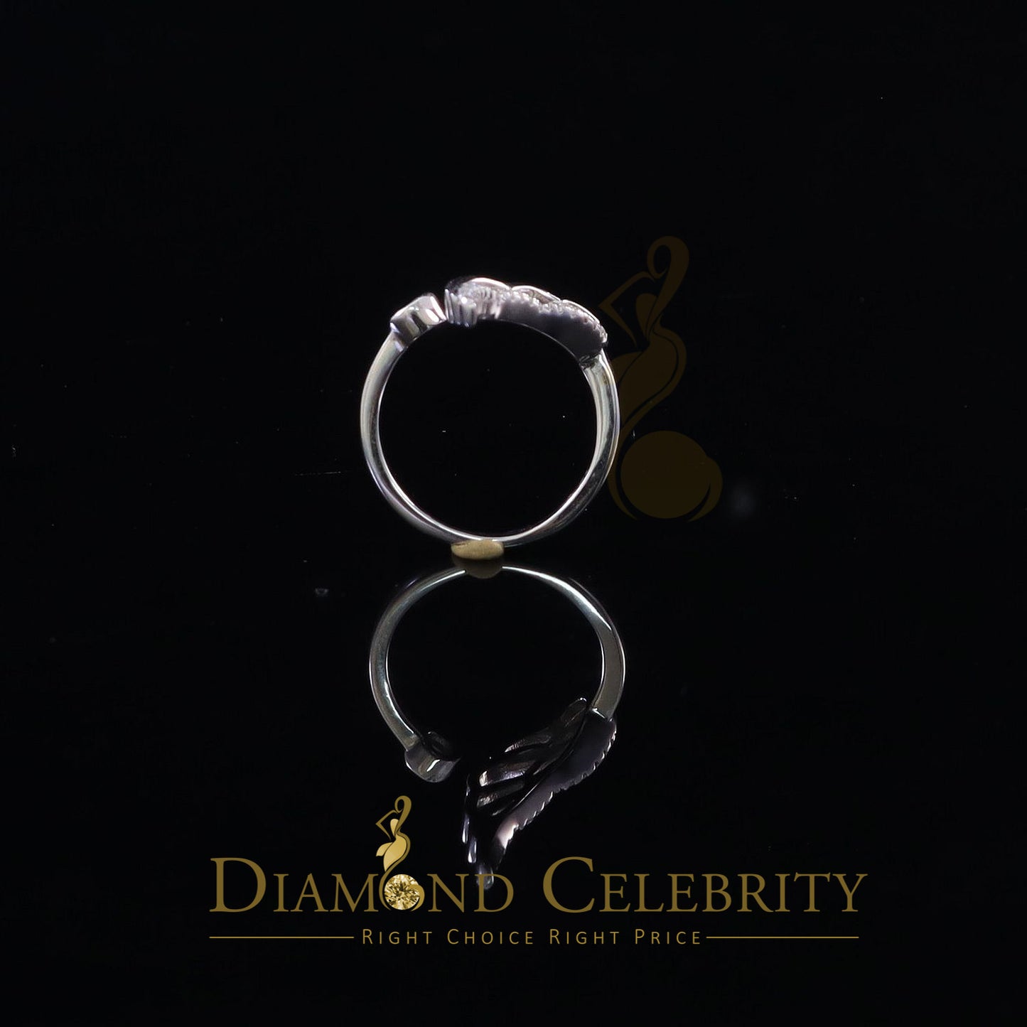 DiamondCelebritees 925 Sterling White Silver with 1.50ct Cubic Zirconia Angel Wing Ring Size 7.5