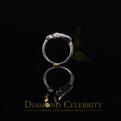 DiamondCelebritees 925 Sterling White Silver with 1.50ct Cubic Zirconia Angel Wing Ring Size 7.5