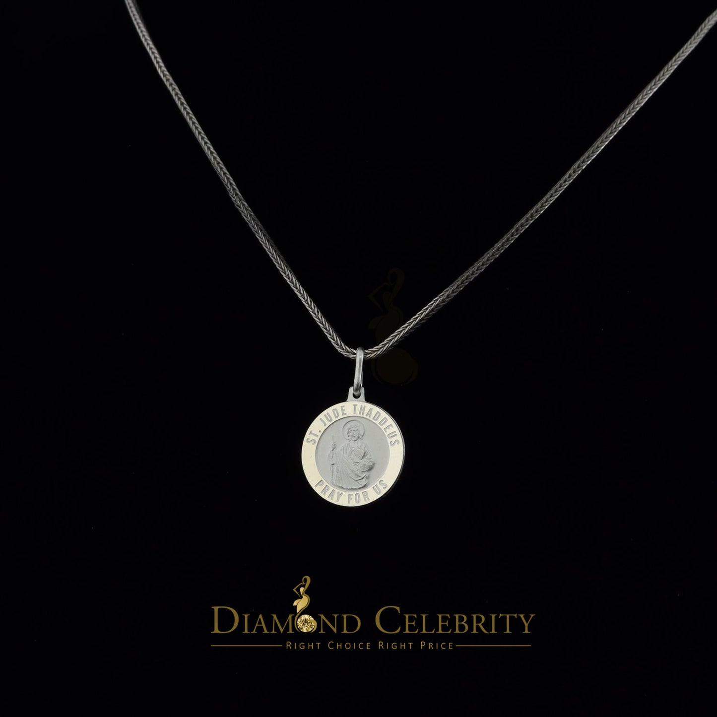 DiamondCelebritees 925 Sterling Silver Men's/Women's Saint Jude Thaddeus Pendant White Religious