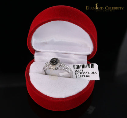 DiamondCelebritees Real 0.30CT Diamond with 10 kt White Gold CLUSTER shape Womens Ring Size 6.5