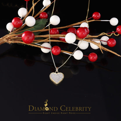 DiamondCelebritees  Real 0.25ct Diamond 925 Sterling Silver HEART Charm Necklace Yellow Pendant