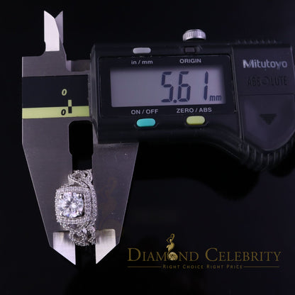 DiamondCelebritees Sterling Silver Square Cubic Zirconia 1.80ct Bridal White Womens Ring Size 7