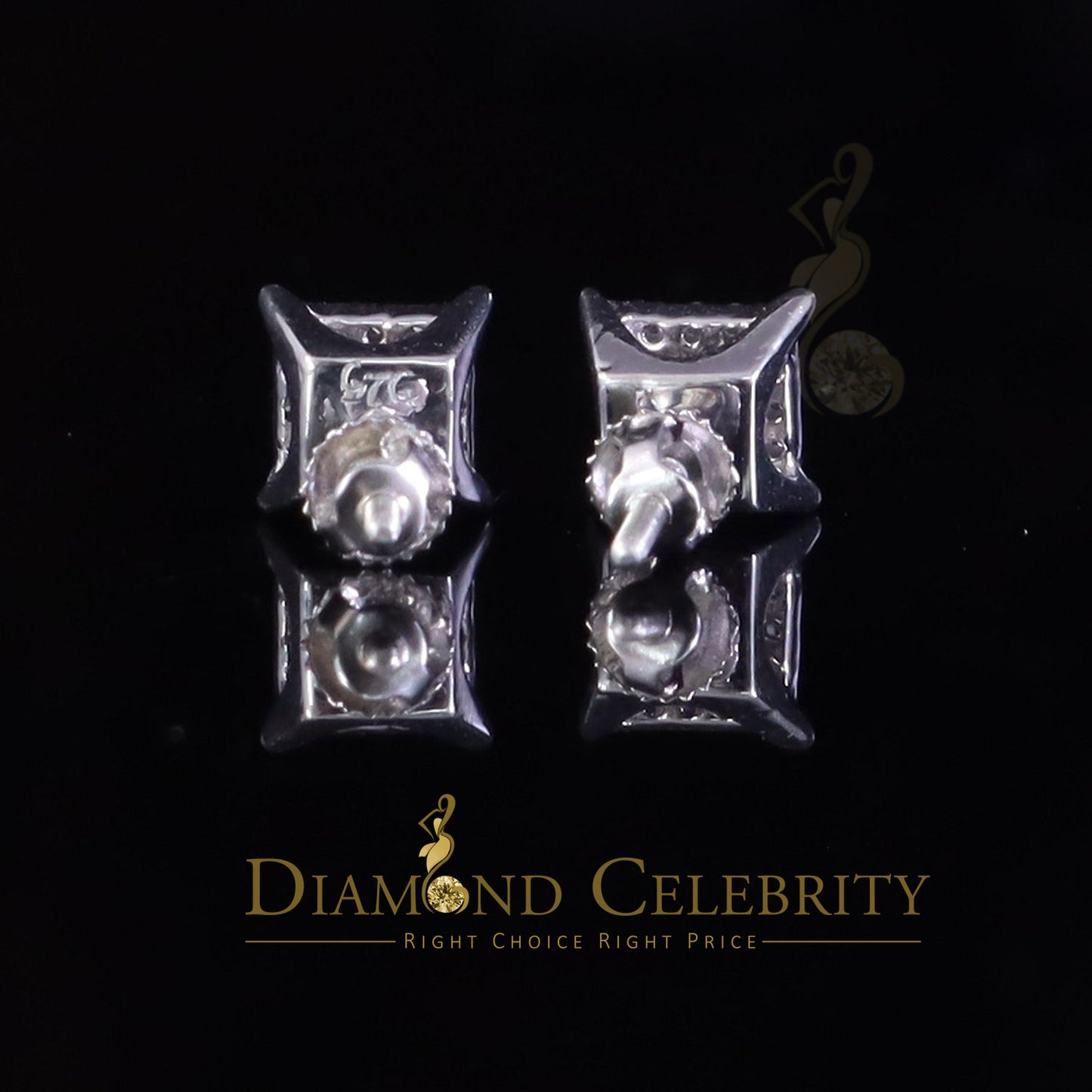 DiamondCelebritees  White 925 Silver Screw Back 0.50ct Cubic Zirconia Square Women Stud Earrings