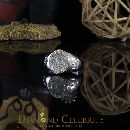 DiamondCelebritees 925 Silver White 1.50ct Cubic Zirconia Wide Oval Engagement Men's Ring Size 11