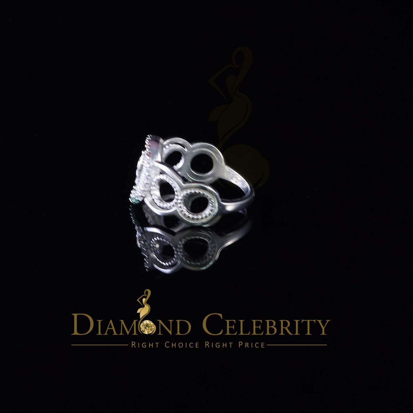 DiamondCelebritees 925 White Virgin Merry Red & Green Round Shape CZ Women's Religious Ring SZ 8