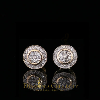 DiamondCelebritees 10K Real Yellow Gold Real Diamond 0.50CT Men's/Women's Stud Round flower Earring