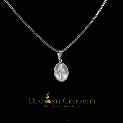 DiamondCelebritees 925 Sterling Silver Double Side Oval Jesus Men's/Women's Pendant White Religious