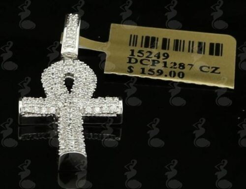 DiamondCelebritees Attractive White ANKH 925 Sterling Silver Pendant with 0.82ct Cubic Zirconia