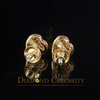 DiamondCelebritees Aretes Para Hombre Heart 925 Yellow Silver 0.08ct Diamond Women's /Men's Earring