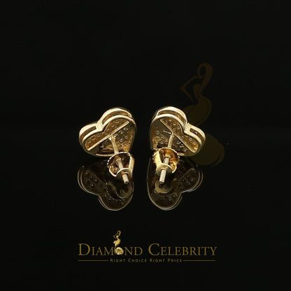 DiamondCelebritees 925 Sterling Silver 0.10ct Diamond Heart Earrings For Women Yellow Stud For Men