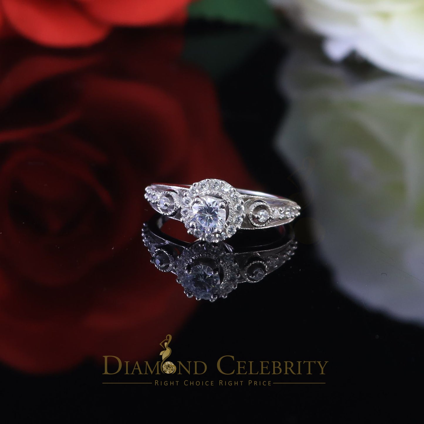 DiamondCelebritees 1.31ct Cubic Zirconia 925 White Sterling Silver Women Engagement Rings Size 7