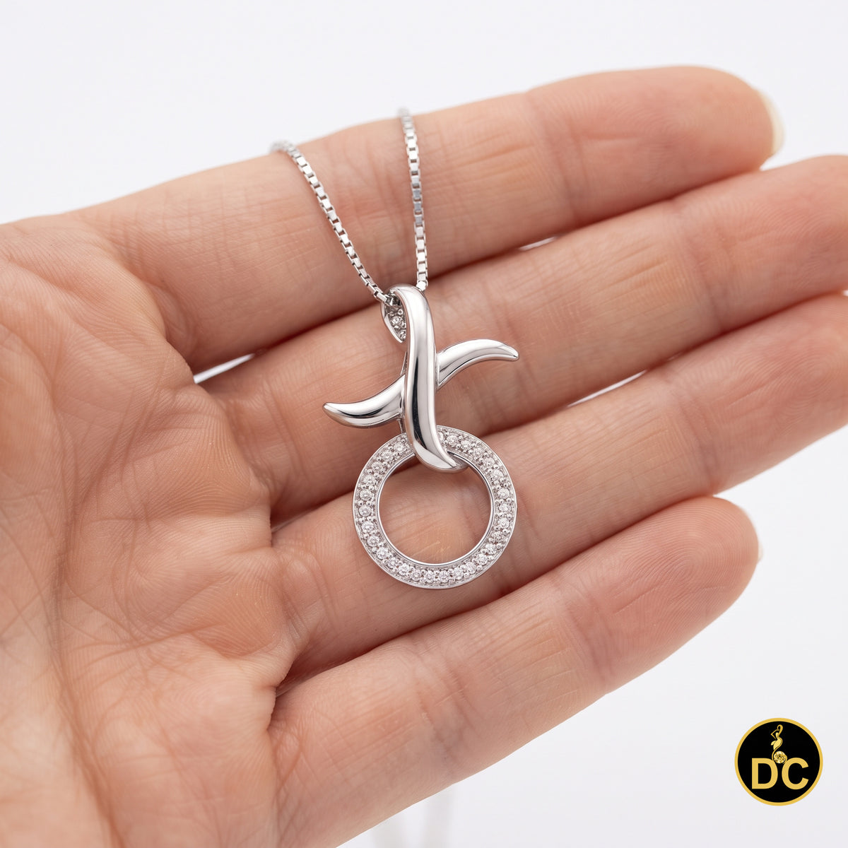 DiamondCelebritees 925 Sterling Silver White featuring HUG & KISS Shape 1inch 0.21ct CZ XO Pendant